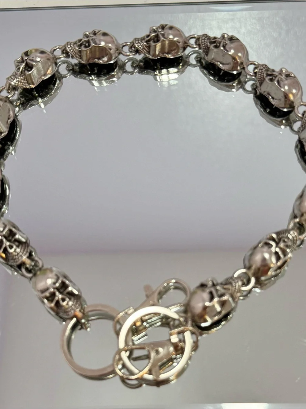 New Silver Skull Bag Chain 18 inches